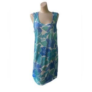 Jean-Pierre Klifa Tropical Hibiscus Print Sleeveless Shift Dress - Size L
